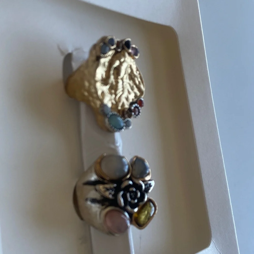 NWT Zara M 2 Pack Resin Stones Rings